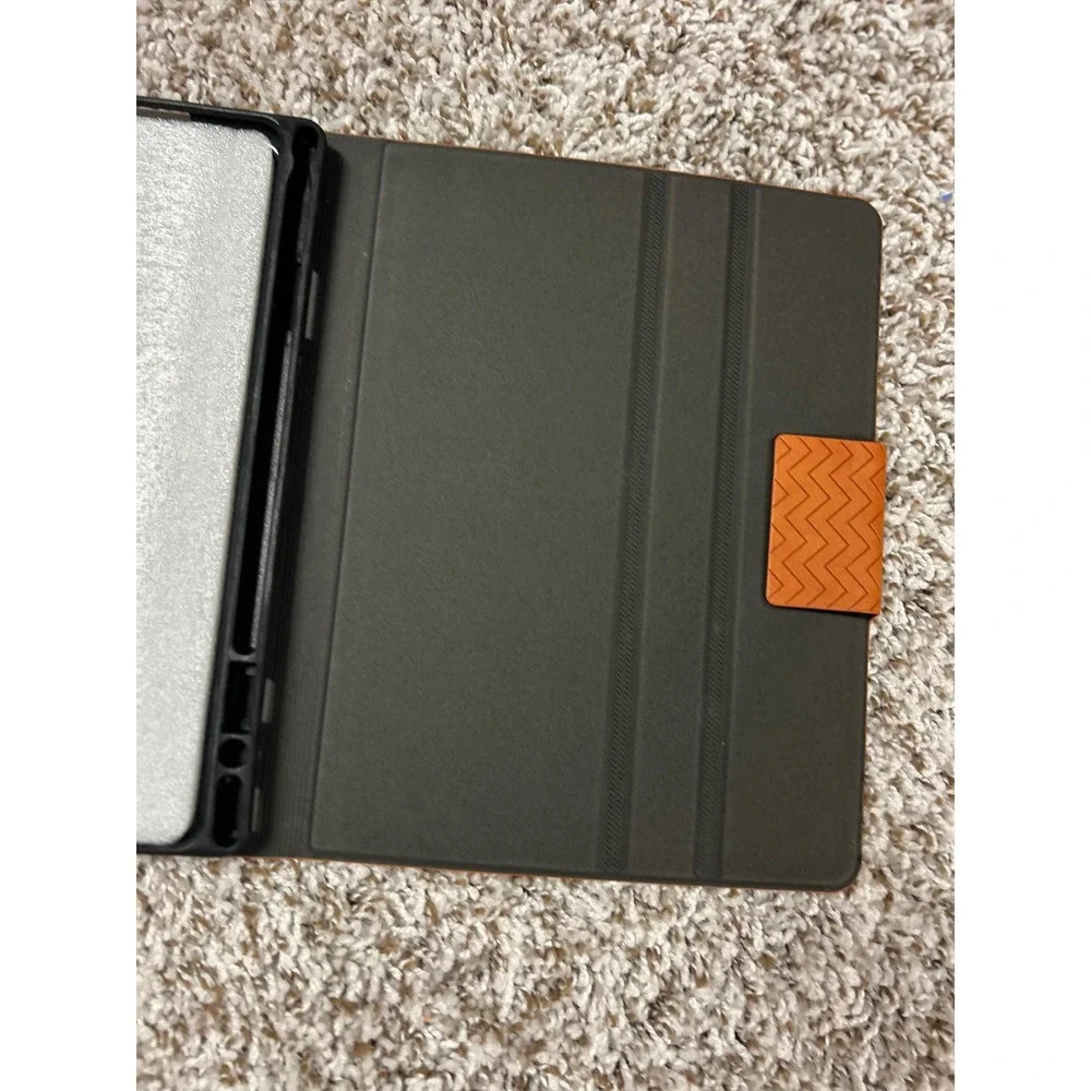 Auaua Brown Leather Tablet Folio Case Chevron Embossed Magnetic Cover